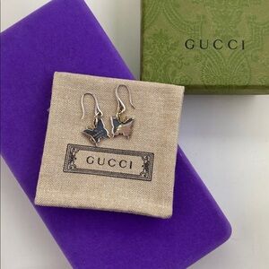 💛 Authentic NEW Gucci Sterling Silver Butterfly Drop Earrings